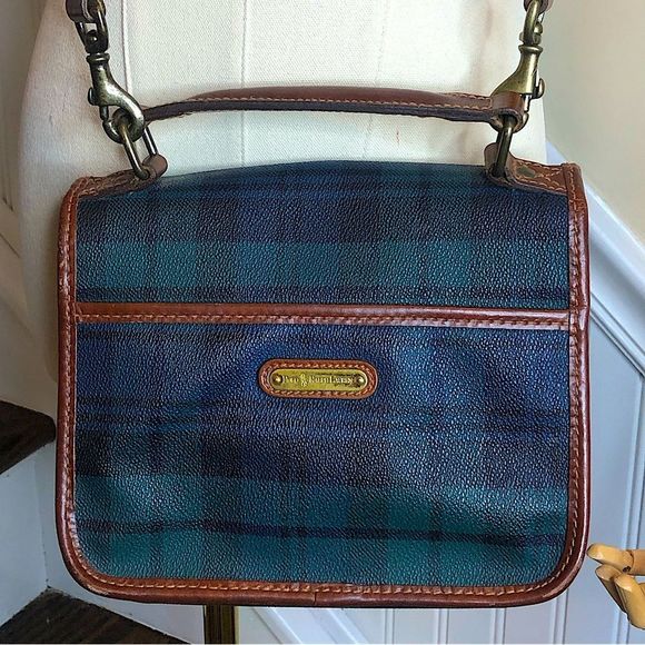 WRALPH LAUREN Black Watch Plaid Crossbody Shoulder Bag Vintage - Picture 3 of 17